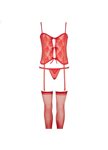 Червоний демісезонний червоний мереживний комплект білизни mandy "basque set red" s-l Orion