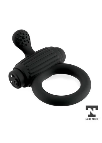 Ерекційне віброкільце для члена силіконове чорного кольору Dully Vibrating Tardenoche (382855321)