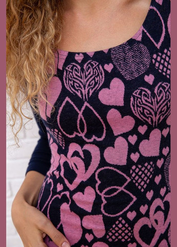 Темно-синя повсякденний приталена коротка сукня з принтом три чверті для жінок демісезонна синьо-рожева (sku_167r041-1) No Brand з малюнком