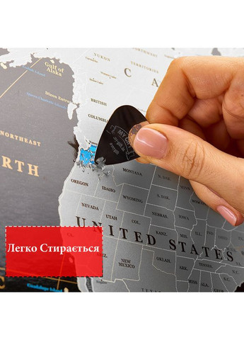 Серебряная скретч карта мира Mymap Black (черная) edition ENG в тубусе My Gift (371786328)