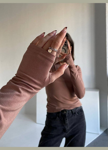 Базовый лонгслив из вискозы цвета капучино, повседневный и стильный No Brand (324218891)