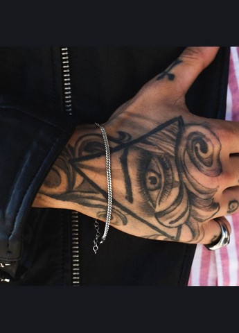 Чоловічий срібний браслет сталевий, ланцюжок на руку 3 мм No Brand (328048527)