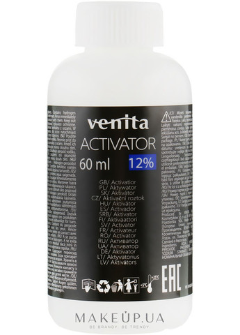 Активатор освітлювача для волосся Platinum Lightener 12% Activator 60ml (730569-31160684) Venita (368654881)