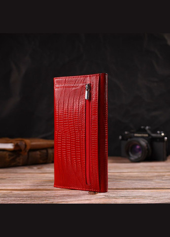 Фактурное женское портмоне из натуральной кожи с тиснением 21698 Красный Canpellini (331911204)