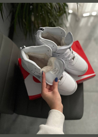 Белые зимние кроссовки зимние мужские nike air force 1 utiliti winter high white fur | найк аир форс 1 высокие белые с мехом No Brand