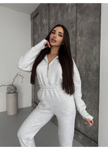 Комбинезон из трехнитки премиум качества ЗАМЕР В ОПИСАНИИ DK/DL Мода без кордонів однотонный серый повседневный трехнитка