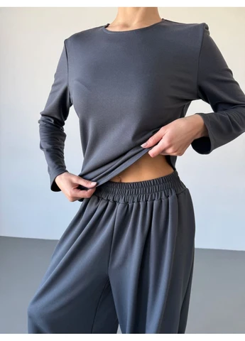 Прогулянковий жіночий костюм із широкими штанами Fashion (381926956)