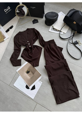 Жіночий костюм двійка з ангори: боді + широкі штани MonCher (366241921)