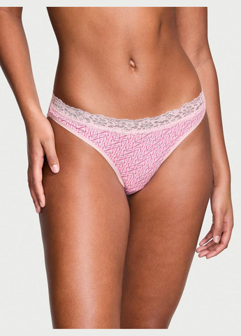 Жіночі трусики LaceWaist Cotton Bikini Panty S рожеві Victoria's Secret (292486821)