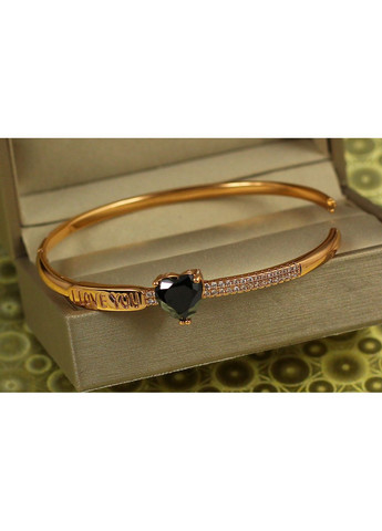 Браслет бенгл с черным сердечком 60 мм 10 мм на руку от 17 см до 19 см золотистый love-shopping Xuping Jewelry (358524804)