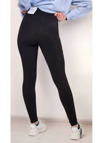 Черные демисезонные женские теплые спортивные леггинсы н&м (56864) s черные H&M