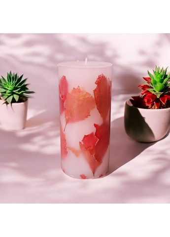 Свічка ручної роботи декоративна ароматизована свічка з бордово-червоним листям дикого винограду 50 годин горіння Handmade Studio - AV (371797806)