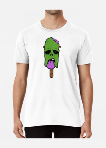Белая мужская футболка с принтом хэллоуин грустное мороженое Stedman