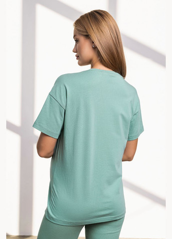 Зелена стильна футболка для вагітних та годуючих з секретом годування трикотажна Юла мама