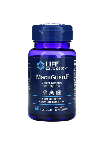 Натуральна добавка MacuGuard Ocular Support with Saffron, 60 капсул Life Extension (293342990)