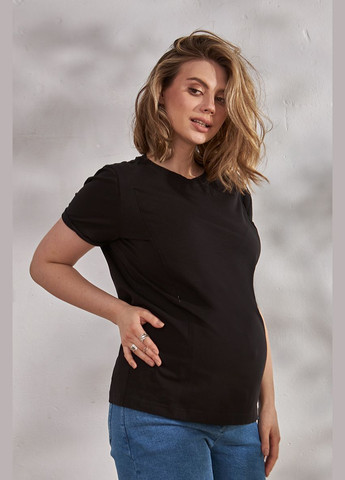 Футболка для вагітних та годуючих трикотажна чорного кольору Юла мама - (294720243)