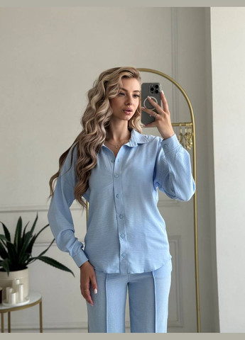 Костюм двойка женский голубого цвета, повседневный лёгкий и очень удобный для прогулок,пикников и ланчей на веранде No Brand 476-5 (323000519)