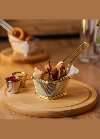 Корзина сервировочная для фри и снеков 10,5*9*5.5 см с гальваническим покрытием, золото. No Brand (328441547)