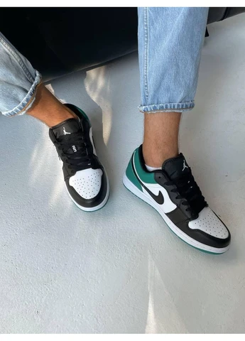 Белые демисезонные кроссовки мужские nike air jordan retro 1 low green white black найк аир джордан белые No Brand
