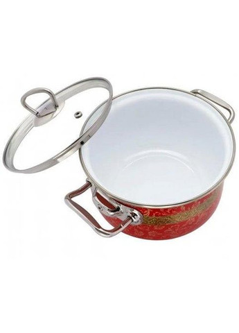 Каструля емальована Арабська ніч з кришкою 5.1л 22 см червона (1818) Interos (368774274)