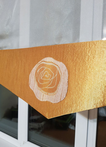 Комплект панельных шторок Розы 4шт карниз 190см песочный с золотым (25_3п) Firanka Flowers (328949006)