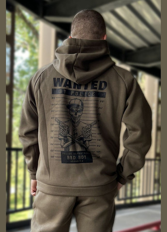 Костюм спортивный мужской ГЛЕБ тринитка с начесом хаки с принтом WANTED BAD BOY шелкография роз.46 4PROFI (304425806)