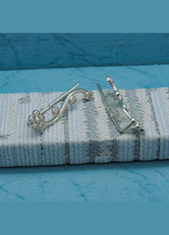 Серебряные серьги каффы "Летний цветочек" No Brand (350667463)