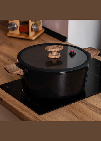 Алюмінієва каструля з керамічним покриттям антипригарним 4.7 л Ø 24 см чорний MGC (356460426)