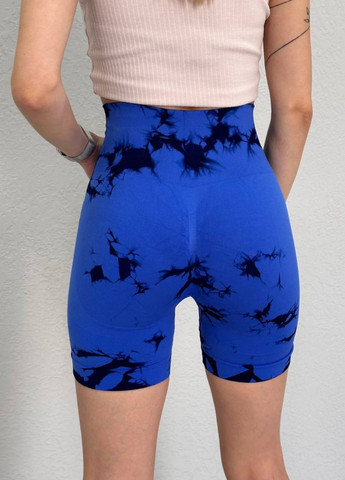 Жіночі спортивні шорти з тай-дай ефектом сині з чорним (70079) FitFiesta (328596885)
