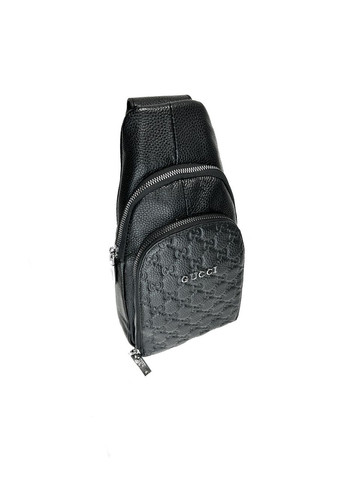 Чоловіча нагрудна сумка з натуральної шкіри 66123-8 чорна 29 х 15 х 6 No Brand (372744618)