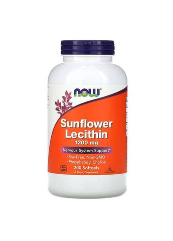 Подсолнечный лецитин, 1200 мг, 200 капсул Now Foods (361858718)