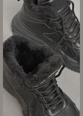 Кроссовки женские на меху черного цвета Let's Shop чёрные зима (305391245)