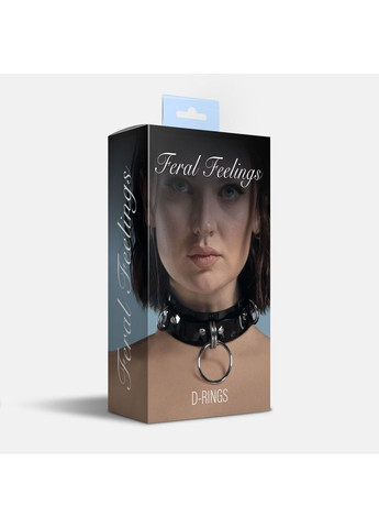 Нашийник для фіксації - D-Rings Black Feral Feelings (345708687)