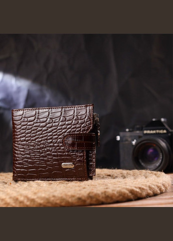 Горизонтальний чоловічий гаманець із натуральної фактурної шкіри 21503 Коричневий Canpellini (329150212)