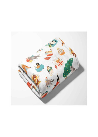 Плед Новорічний Велсофт білий з принтом Lelit (354341690)