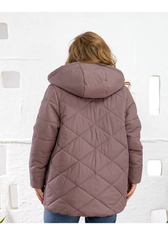 Темно-бежева зимня жіноча тепла стьобана куртка з капюшоном No Brand