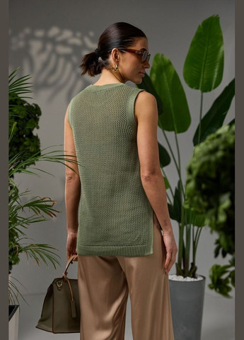 Вязаный женский топ-сетка без рукавов из натуральной пряжи (2467) Triko Bakh (334710373)
