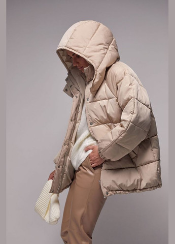 Бежевая зимняя зимняя куртка оверсайз с эко-пухом (3675) Bellise