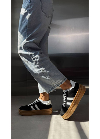 Чорні жіночі кеди на високій підошві (2117) No Brand