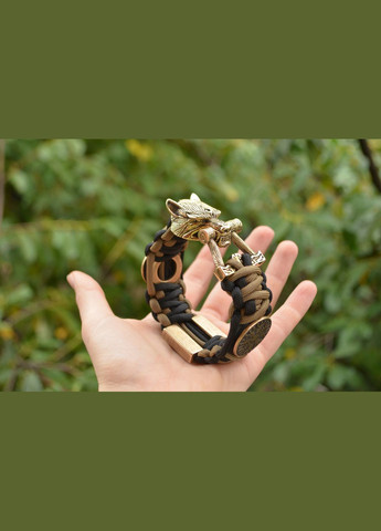 Браслет из паракорда с Волком и Клипсой "SOF UA" из бронзы + шлем ужаса + валькнут + брелок в подарок No Brand (341738792)