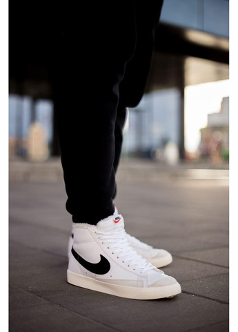 Черные зимние кроссовки мужские nike blazer mid 77 white black найк блейзер No Brand