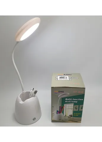 Настольная LED лампа аккумуляторная на гибкой ножке 30 см с органайзером и подставкой для телефона светильник YT-836 белая YITENG (383041400)