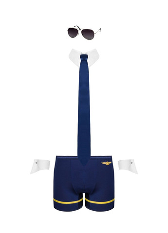 Эротический костюм пилота Pilotman set 2XL/3XL, боксеры, манжеты, воротник с галстуком, оч Obsessive (297393819)