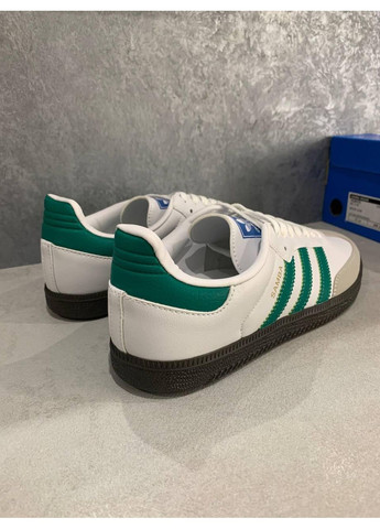 КРОССОВКИ ЖЕНСКИЕ ADIDAS SAMBA OG WHITE GREEN GUM АДИДАС САМБА No Brand серые демисезоны (367170407)