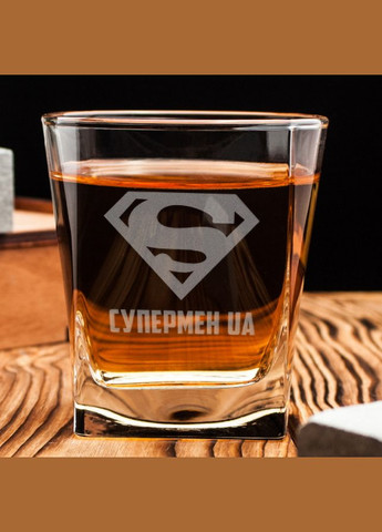 Стакан для віскі "Супермен UA", українська, Крафтова коробка BeriDari (268033337)
