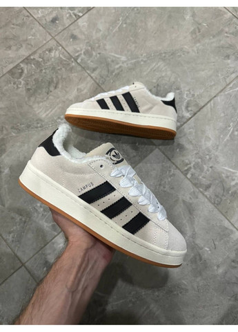 КРОССОВКИ ЖЕНСКИЕ ADIDAS CAMPUS BEIGE BLACK WINTER FUR АДИДАС КАМПУС No Brand чёрные демисезоны (367172540)