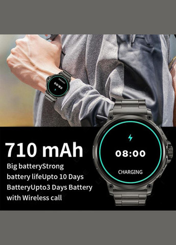 Смарт годинник чоловічий спортивний акумулятор 710 мАч високоякісний сплав корпусу 1,85", Ultra HD Lige (331146255)