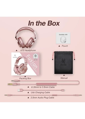 Гарнітура Fusion A70, Bluetooth+3,5мм/6,35мм, Rose Gold Oneodio (375659697)