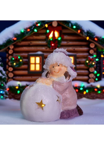 Новогодняя фигурка с подсветкой Девочка у снежного шара фарфоровая 11*7*12 см Yiwu (369960244)