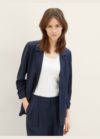 Синий женский пиджак Tom Tailor однотонный - демисезонный